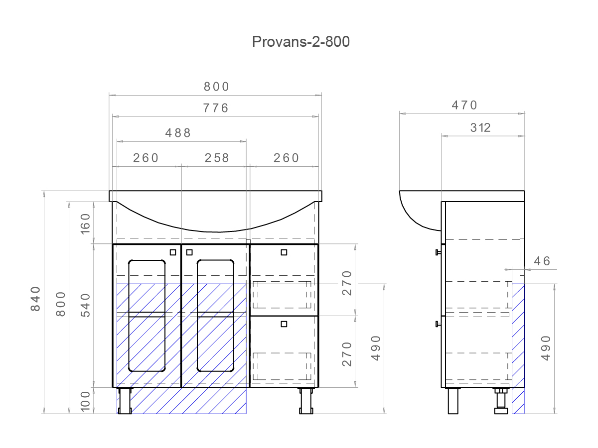 Тумба Provans 800 (Балтика)800⨉470⨉840 мм белый Santreyd sun-id-665197 - Вид №4
