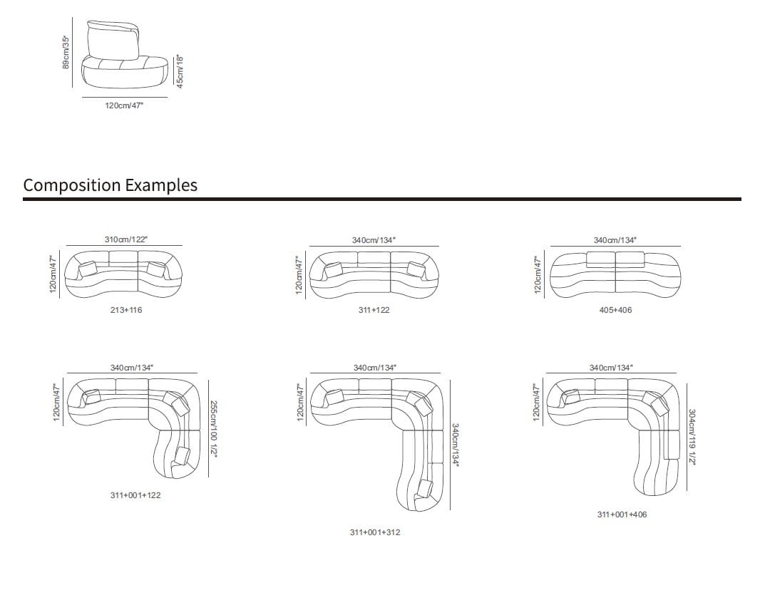 Модульный угловой диван из ткани CAMPO DE' FIORI SHROOM ARCH-00028651 - Вид №21