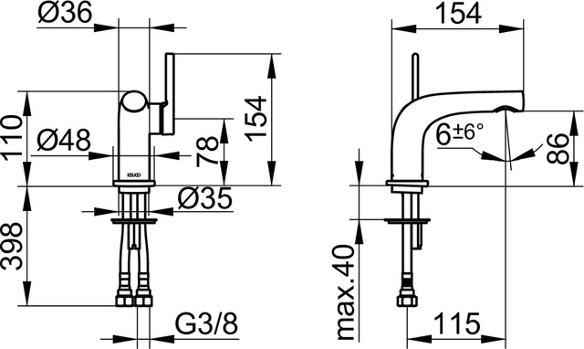 51504030100 Однорычажный смеситель для умывальника 80 KEUCO Edition 400 - Вид №2
