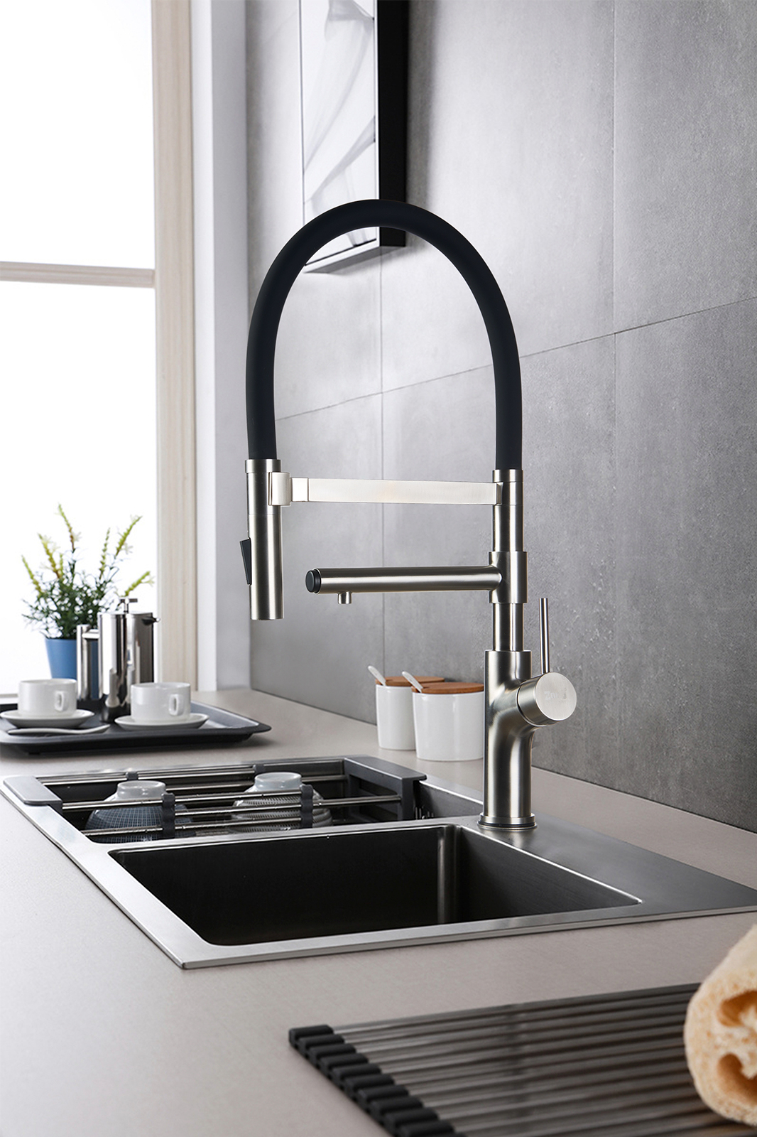 Смеситель ZorG Magnit SZR-1010 для кухонной мойки, нержавеющая сталь - Вид №1