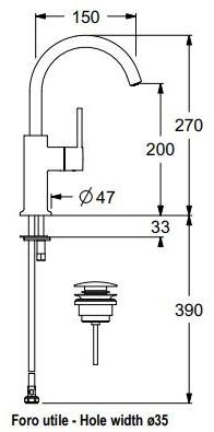 GUGLIELMI Смеситель для умывальника, однорычажный Sprint Fbsp29522 - Вид №6