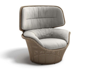 Садовое кресло из волокна и ткани с высокой спинкой