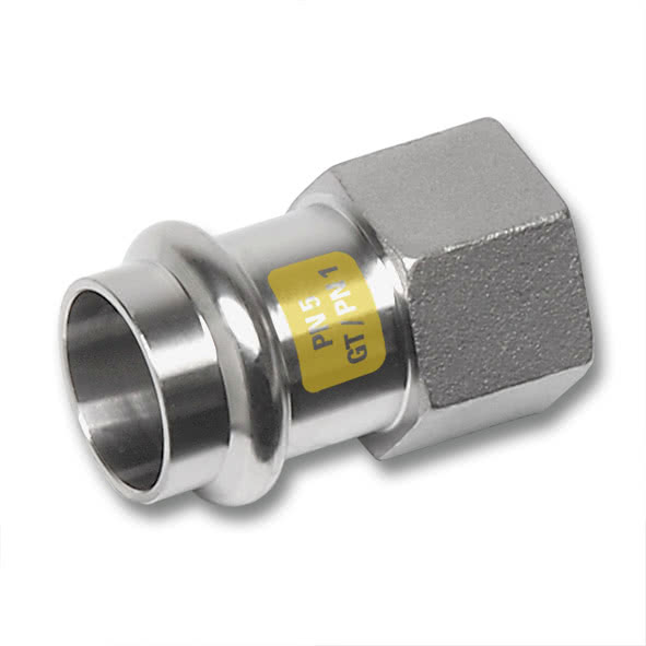 617270G1834 SANHA 17270G пр.-фит. газ, нерж.сталь, муфта переходная ВПр-ВР 18x3/4 мм  - Вид №1