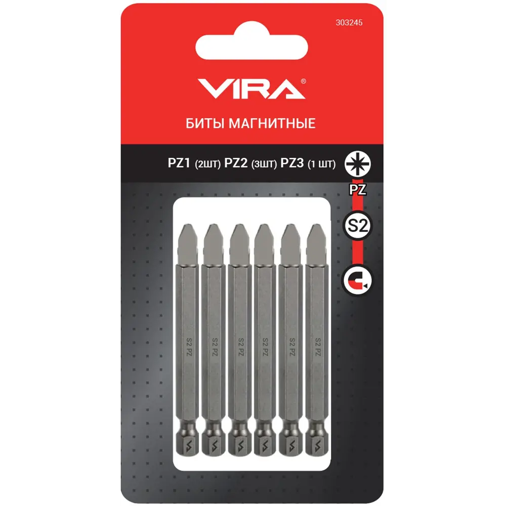Магнитный набор бит Vira для шуруповерта - 6 профессиональных насадок 89383373 STLM-1334823