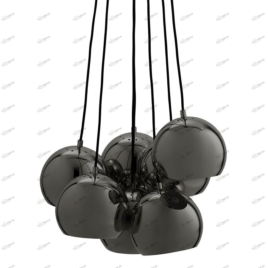 Люстра Ball, 7 плафонов, темный хром в глянце Frandsen 14239205001