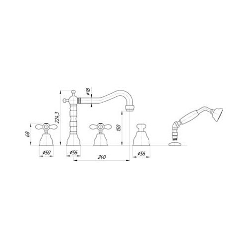 Смеситель MIGLIORE Princeton Plus ML.PRP-8080.DO для ванны/душа - золото  - Вид №2