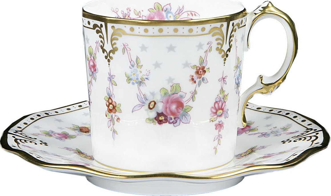 60362 Royal Crown Derby Чашка кофейная с блюдцем Royal Crown Derby "Роял Антуанетта" Фарфор костяной 