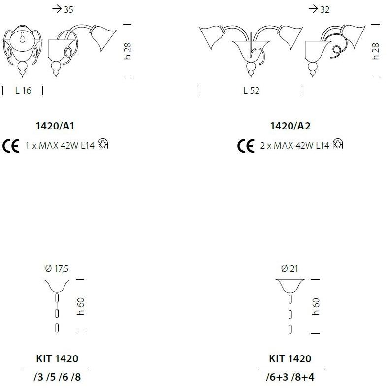 Sylcom Настенный светильник из стекла Venier 1420 - Вид №1