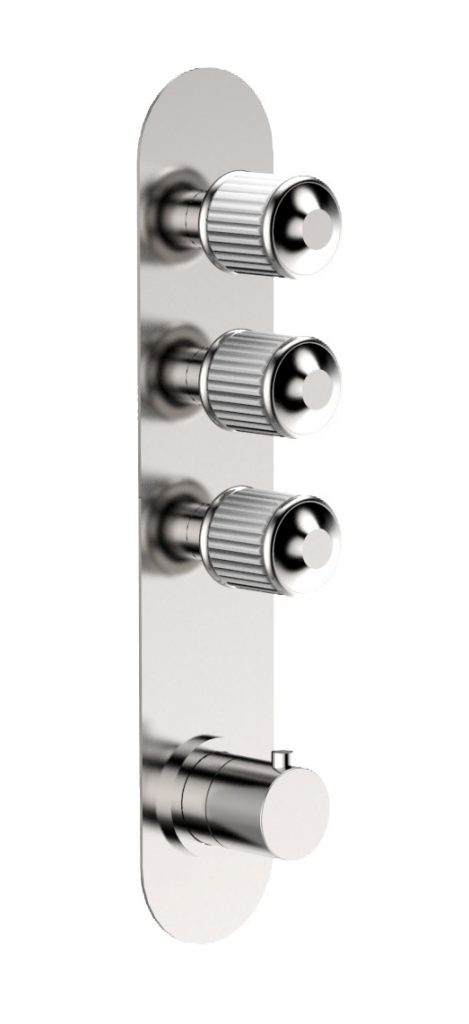 04542/3 Встроенный термостатический смеситель с 3 кранами открытия / закрытия на одной пластине (3 выхода). Bongio Cristallo