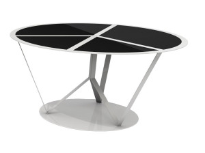 Круглый стол из алюминия и стекла