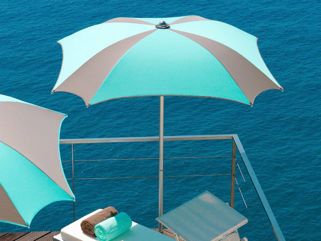 Зонтик из анодированного алюминия и акриловой ткани Crema Outdoor ZEFIRO ARCH-00130502