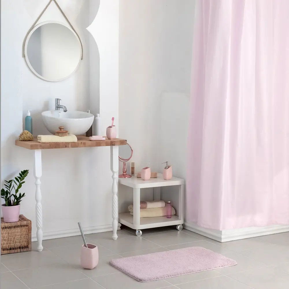 Штора для ванны Brillar pink, 180х200 см, полиэстер, цвет розовый WESS STLM-2015674 - Вид №7