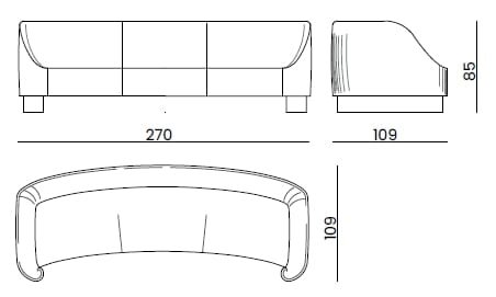 3-местный изогнутый тканевый диван Bizzotto Italia Symphony-Infinity ARCH-00096352 - Вид №4