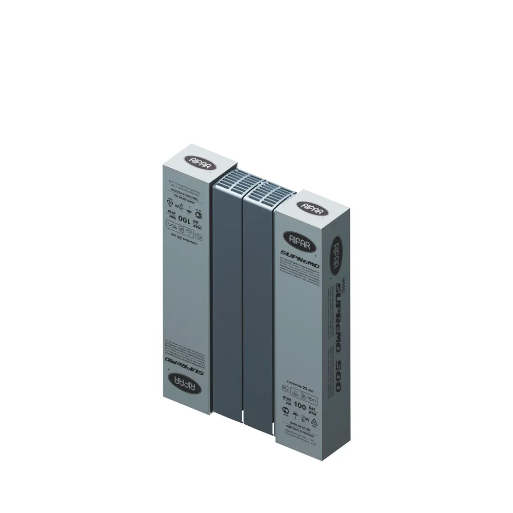Радиатор секционный Rifar Supremo S50004RAL7012 500/90 4 секции боковое подключение биметалл серый 82560810 STLM-2034328 - Вид №5