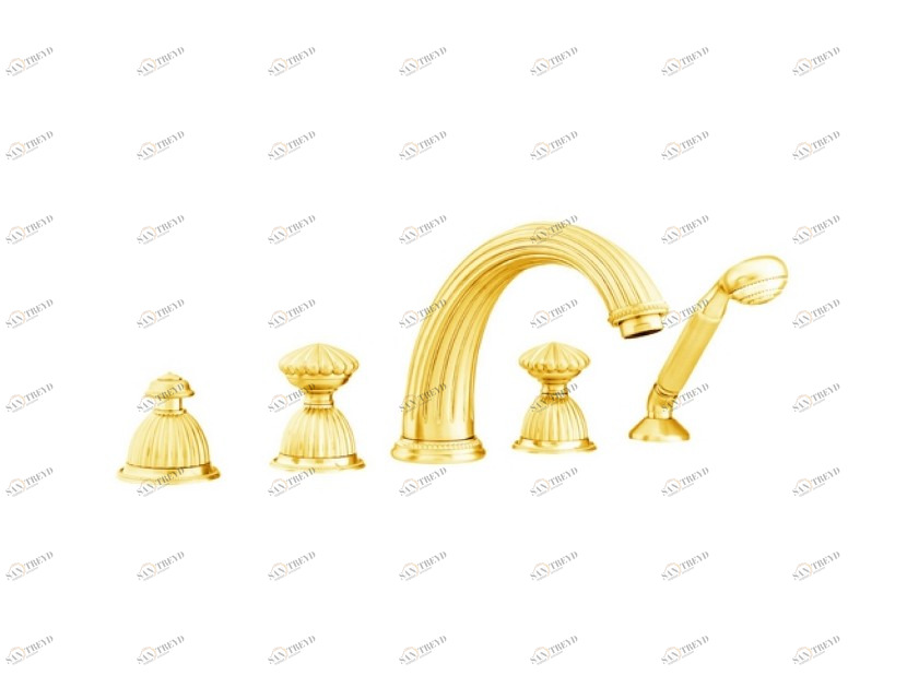 033416.C00.00 Набор для ванны с пятью отверстиями Золото 24К Mestre Artica