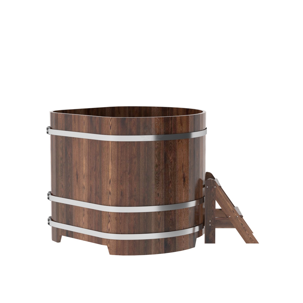 1233 Купель угловая из лиственницы 1,19х1,19х1,1 морёная премиум Alyarus  - Вид №2