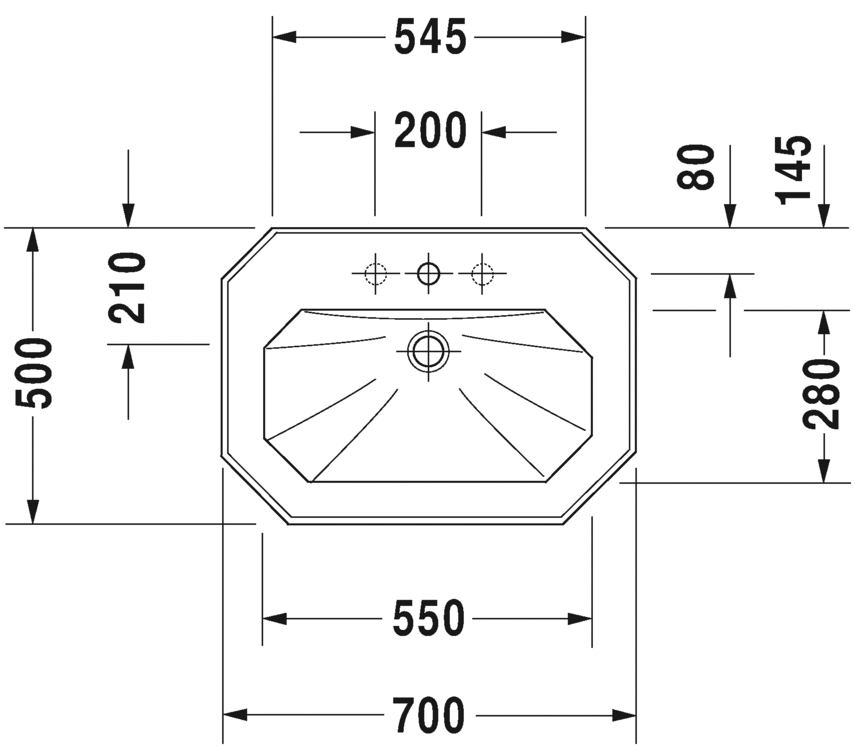 0438700000 Подвесная раковина настенная овальная Duravit 1930 Series - Вид №1