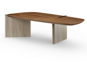 Деревянный и травертиновый стол