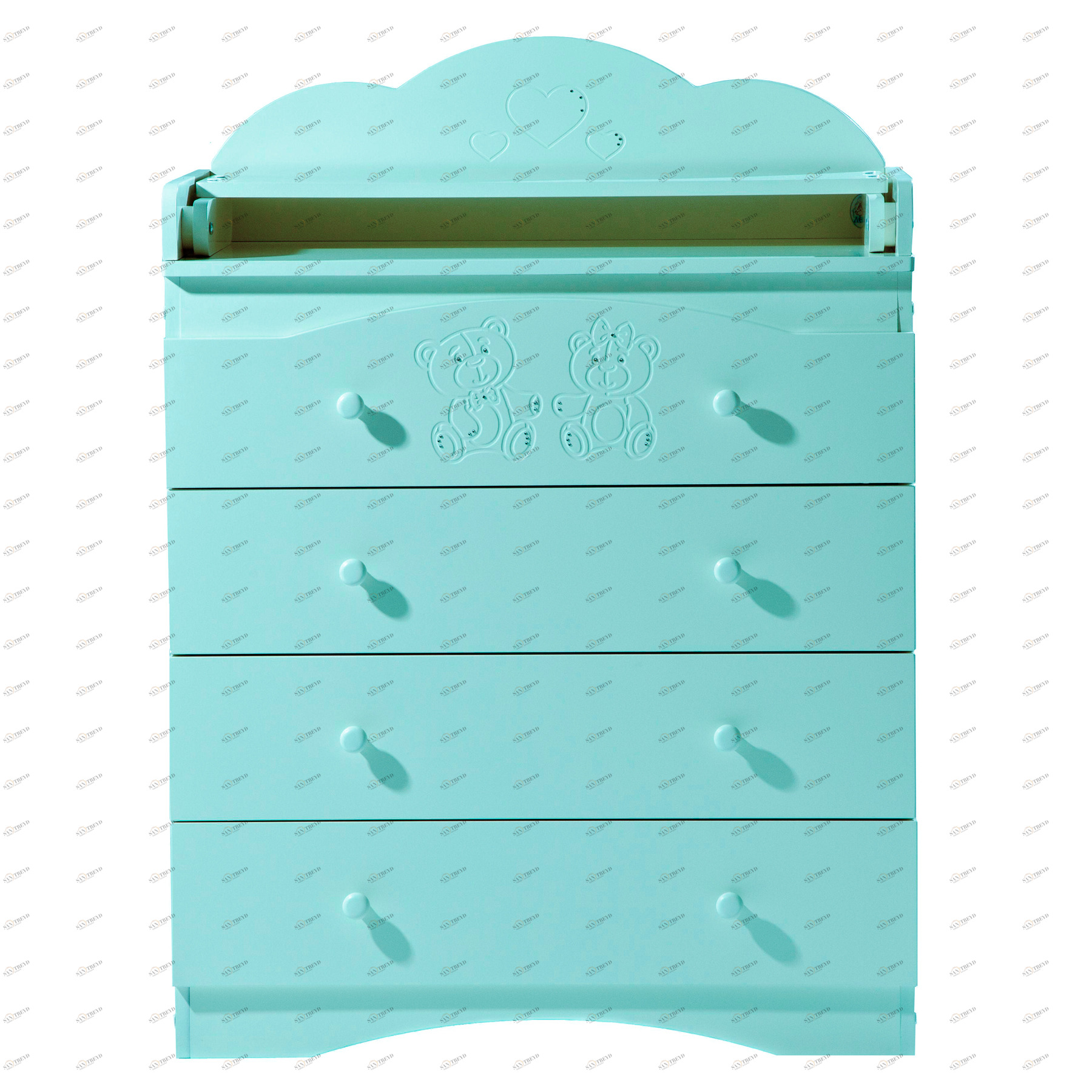 Комод с пеленальным столиком и 4 ящиками "Мишки" без страз тиффани ФАБРИКА ЛЕЛЬ  338493 Голубой Santreyd 