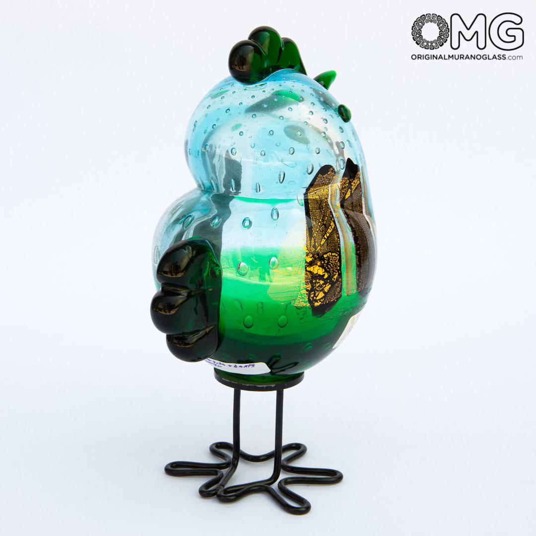 3382 ORIGINALMURANOGLASS Фигурка Зелёный Петушок - муранское стекло OMG 9 см  - Вид №1