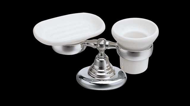 CA772 Мыльница и стакан керамические с держателем, настольный комплект bagno&associati CANOVA Bagno & Associati