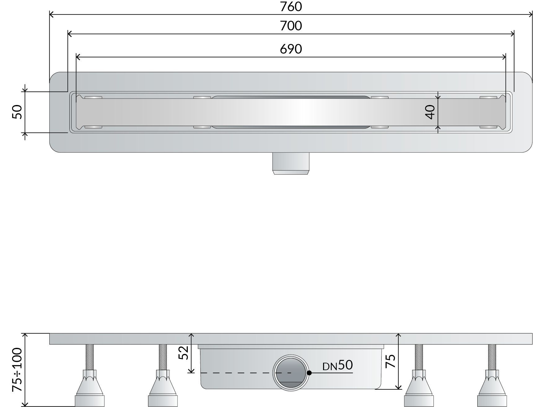 Слив для душа ABS OMP Unseen ARCH-00019105
