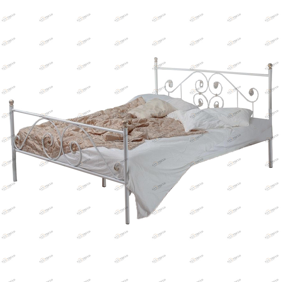 Кованая двуспальная кровать 160х200 с двумя спинками белая "Камелия" FRANCESCO ROSSI КАМЕЛИЯ 134637 Белый 