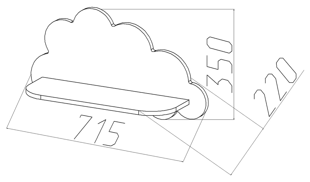 Полка-облако детская большая голубая "Амстердам" МАНДАРИН АМСТЕРДАМ 179510 Синий Santreyd  - Вид №3