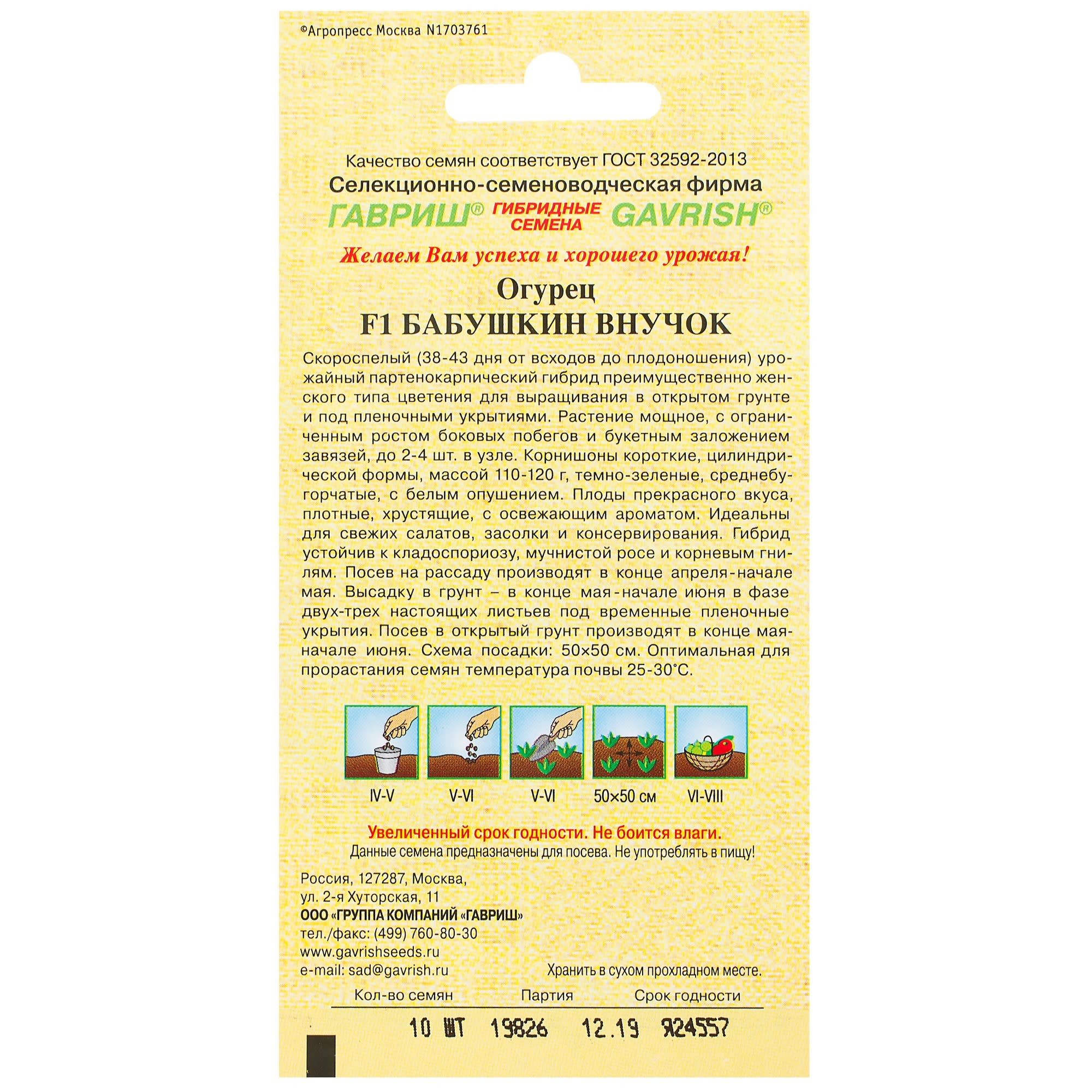 14388211 Семена Огурец «Бабушкин внучок» F1 Santreyd  - Вид №1