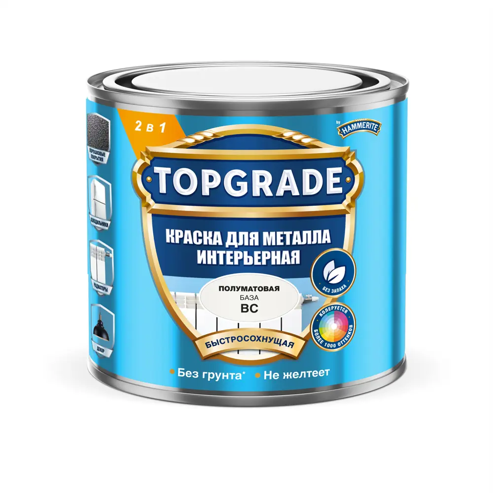 Грунт-эмаль по металлу 3 в 1 Topgrade гладкая цвет прозрачный база BC 0.5 л STLM-2043273