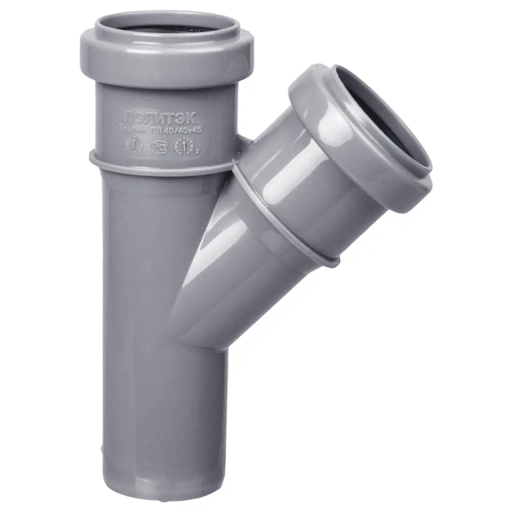 Тройник ПОЛИТЭК 40×40×40/45° для канализационных систем 11608994 STLM-0001318 - Вид №1