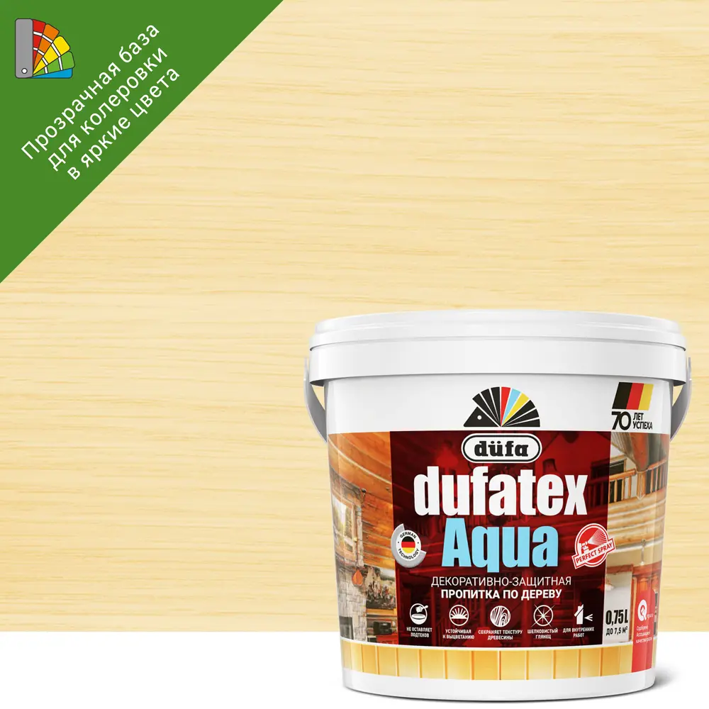 Dufa Aqua Wood Protection - прозрачная пропитка для дерева 0.75 л 12352273 STLM-0001933