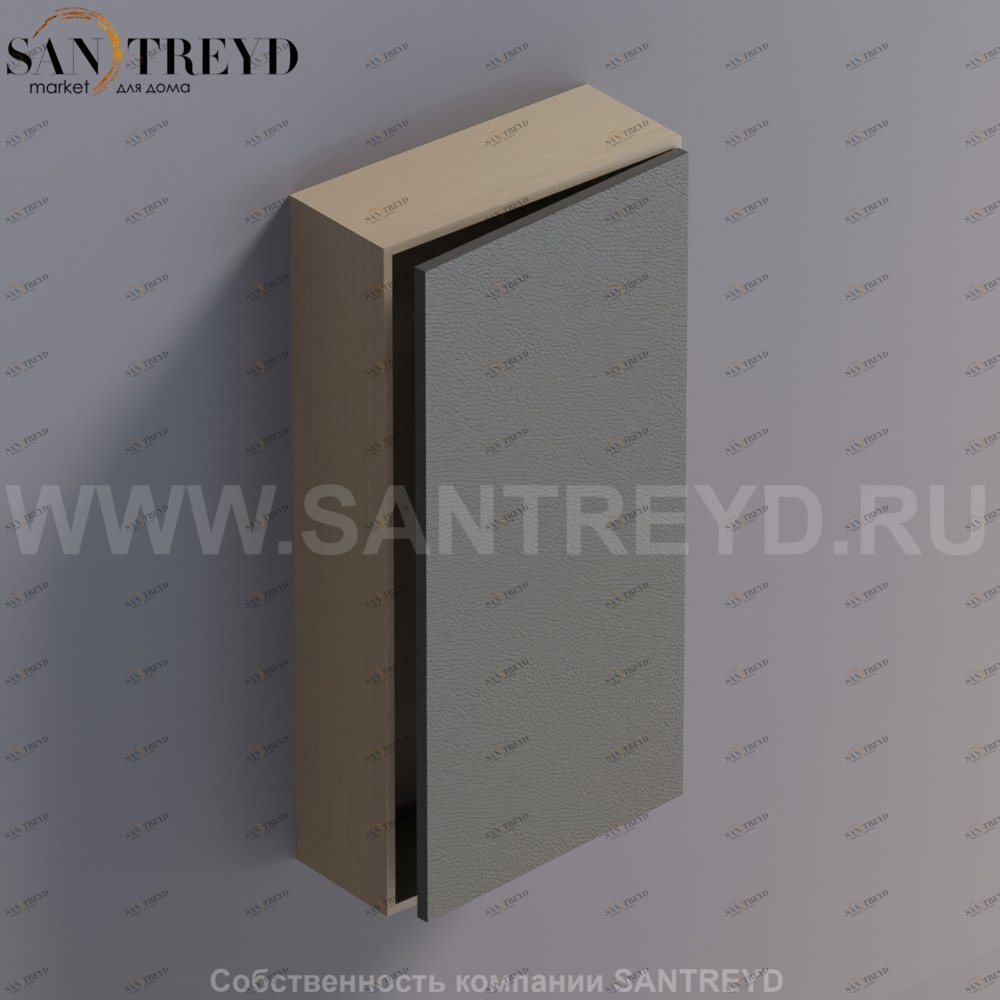 LIFT Модульный шкаф 80 см с правой дверью на доводчиках. Модули могут располагаться горизонтально и вертикально. Отделка: серый дуб и черная кожа. AMOB052NERCDX Agape