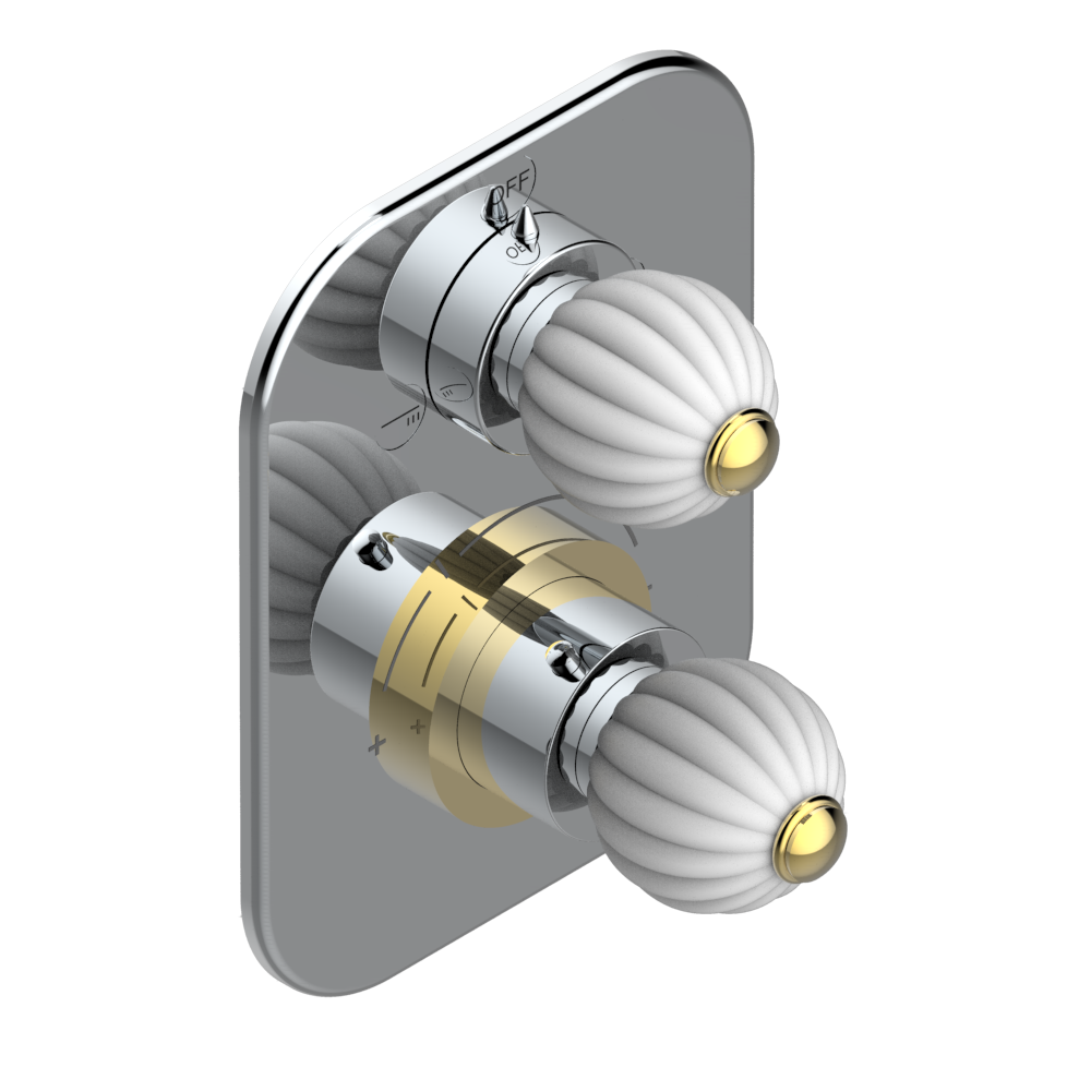 U1E-5500BE Ручка регулировки и маховик 2-канального переключателя для термостатического смесителя арт. 5500AE Thg-paris Mandarine с сатинированным хрусталём Хром/золото U1E 5500BE CAT.A