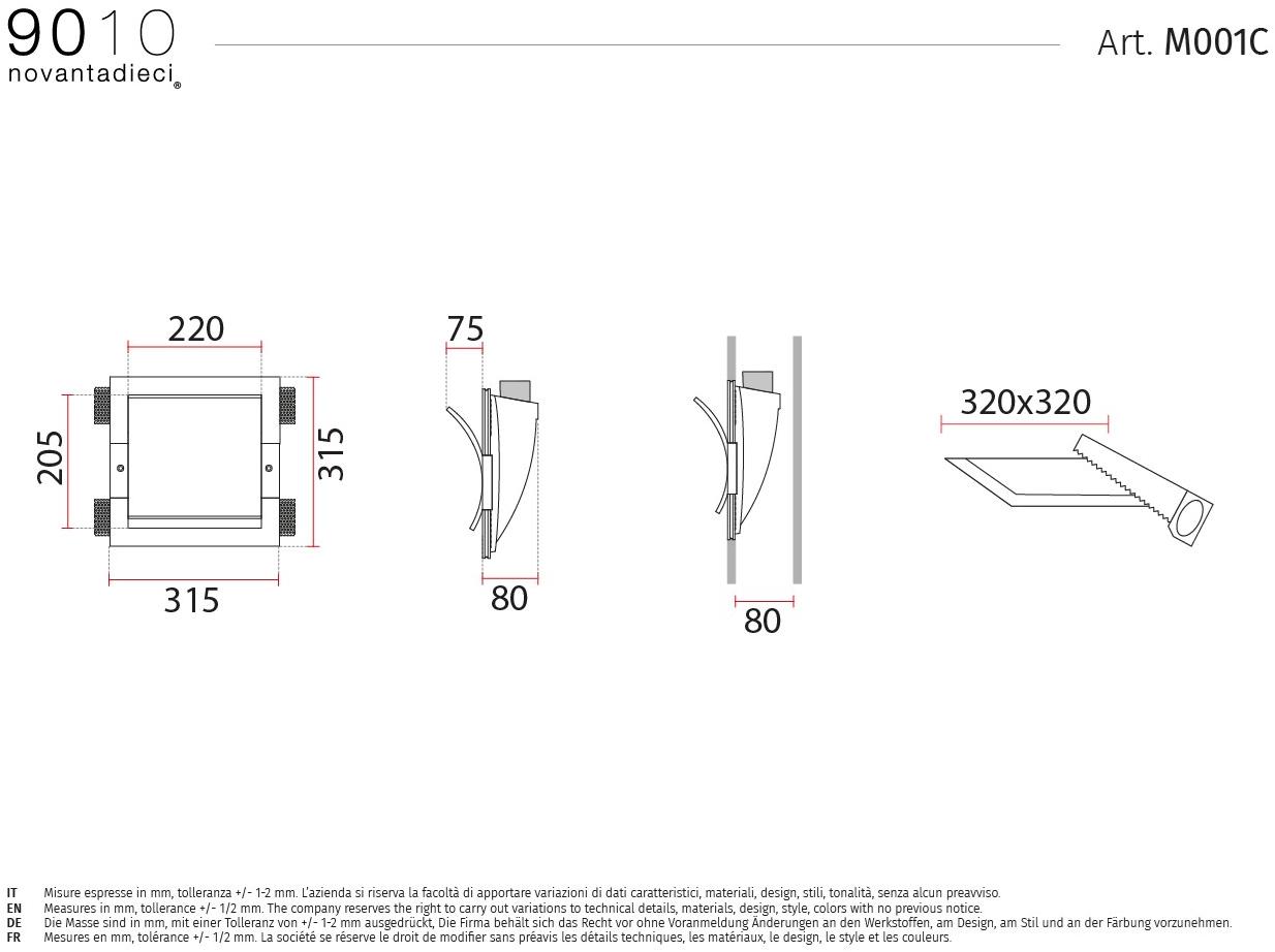 9010 novantadieci Встраиваемый настенный светильник cristaly® led  M001c  - Вид №1