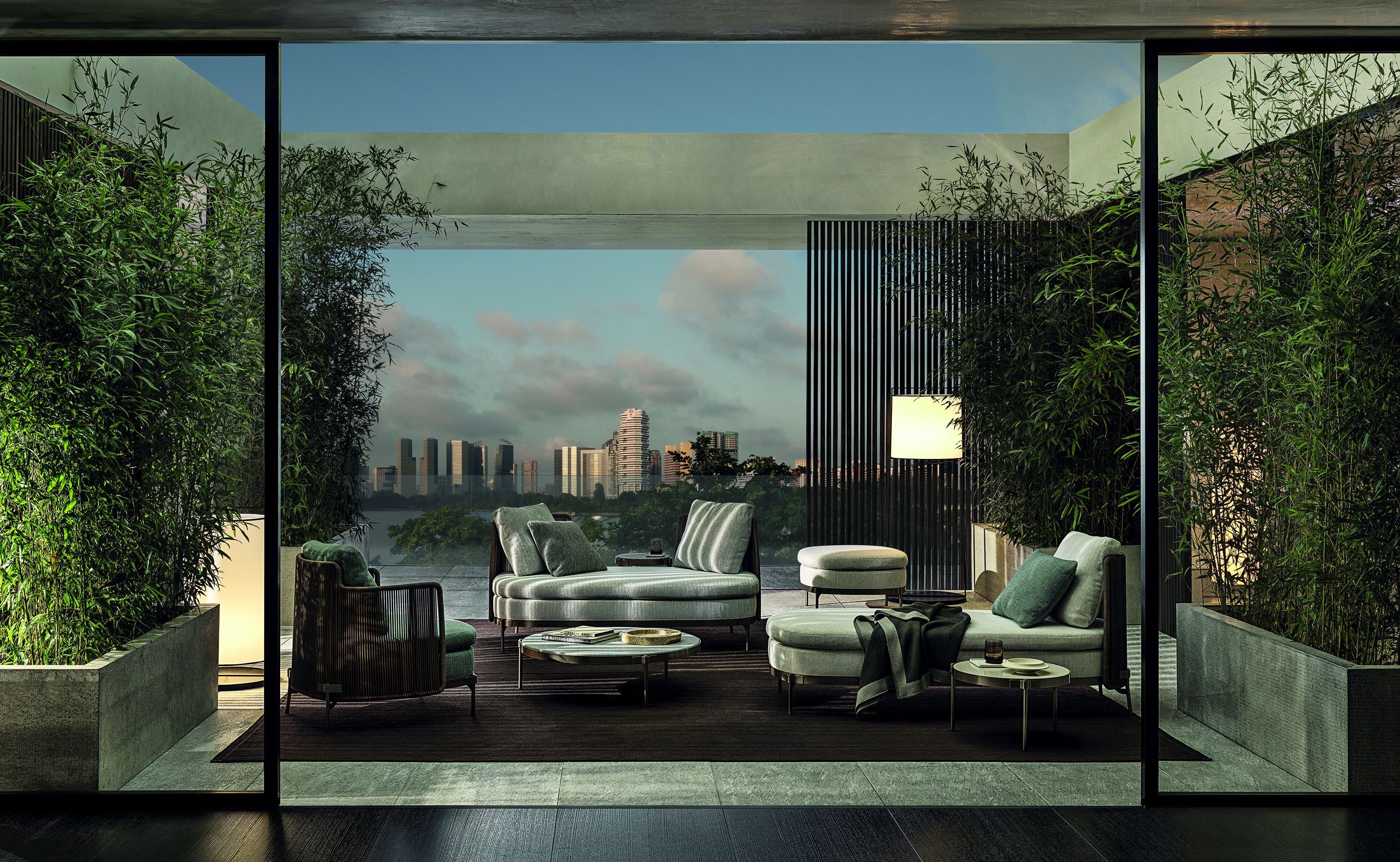 Ткань 2 местный открытый диван Minotti Tape Cord Outdoor ARCH-00044676 - Вид №8