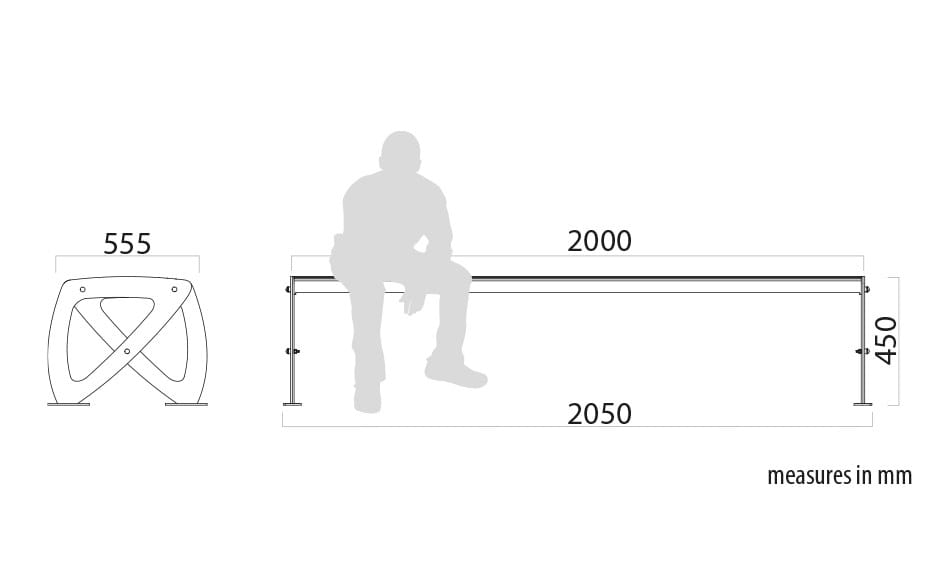 Оцинкованная стальная скамья без спинки Lazzari M ARCH-00125421 - Вид №2