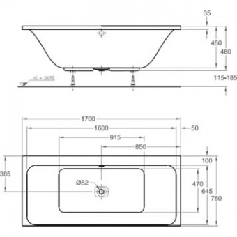 Ванна акриловая 170x75 Keramag MyDay 650570000  - Вид №4