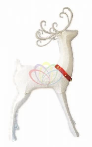 Синтетическая 3D фигура Олень с красной лентой, 122 см SUPERNW СВЕТОВЫЕ ФИГУРЫ 217523 Белый