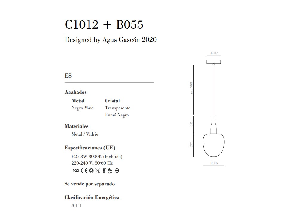 101054 Подвесной светильник прозрачный плафон Aromas del Campo C1012 + B055  - Вид №1