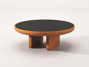 Круглый деревянный и стеклянный журнальный столик