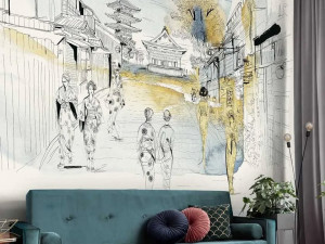 Восточные обои ПВХ бесплатно, экологически чистые, моющиеся