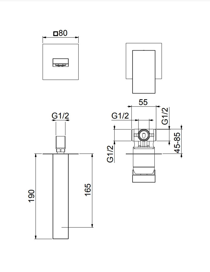 100NN7597 Смеситель для душа , черный Fiore Kube - Вид №2