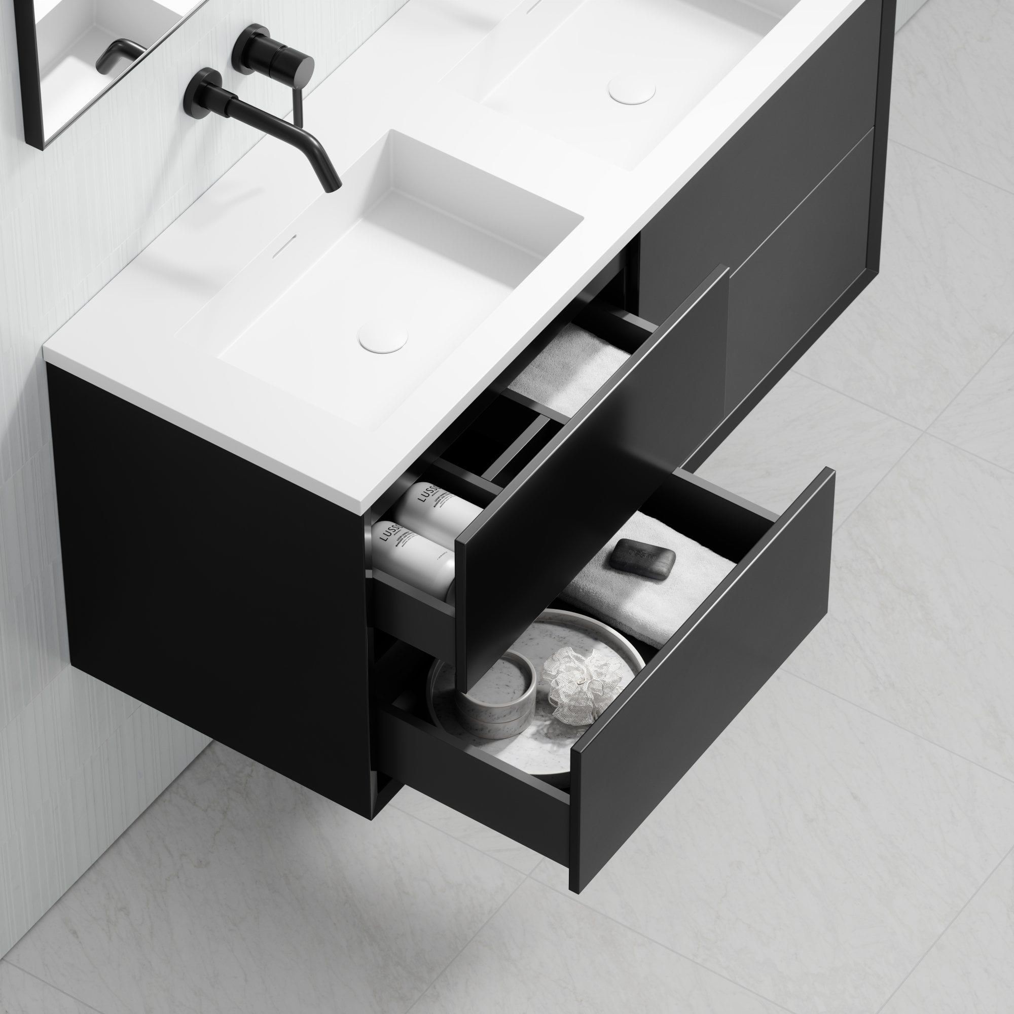 Двойной деревянный шкаф для умывальника со встроенной раковиной LUSSO Volini ARCH-00033994 - Вид №7