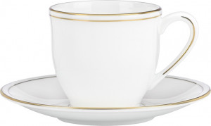 10665763 Lenox Набор из 2 чашек для эспрессо с блюдцами Lenox "Федеральный,золотой кант" 90мл Фарфор костяной