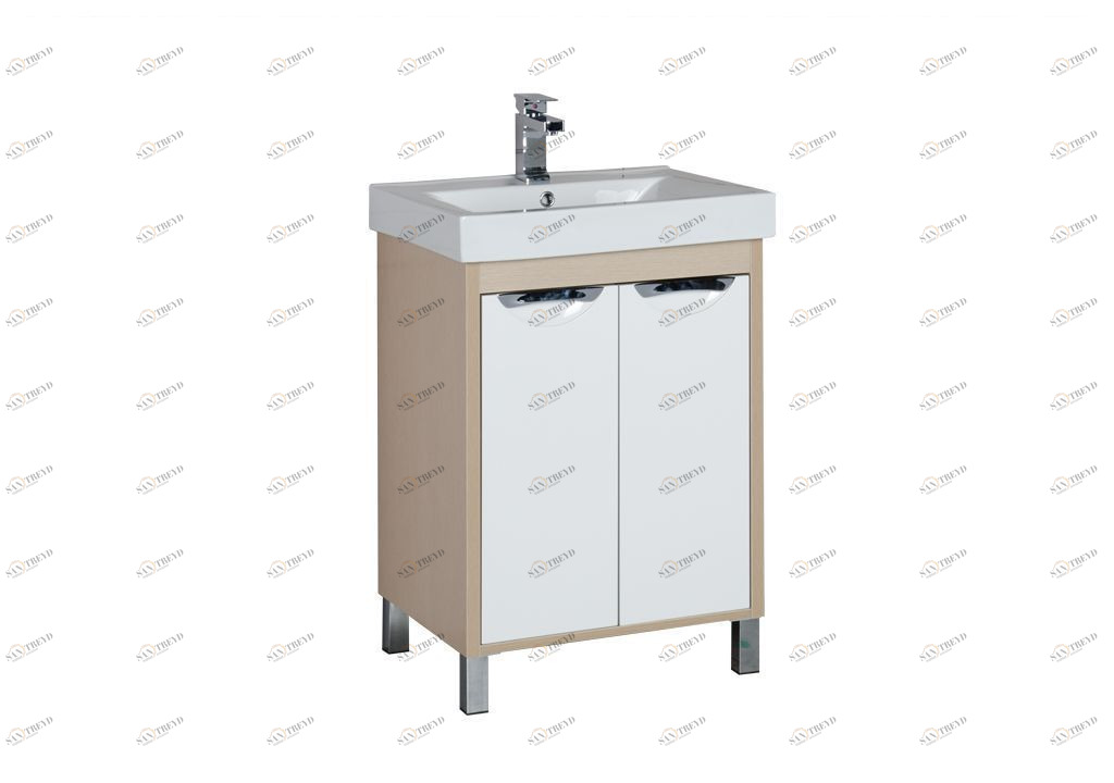 Тумба с раковиной Aquanet Гретта 60 светлый дуб (2 дверцы) 0017155400169710