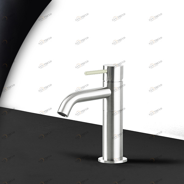 Смеситель для раковины сталь глянцевая с серой ручкой Toki Radomonte TKS1LCIL19