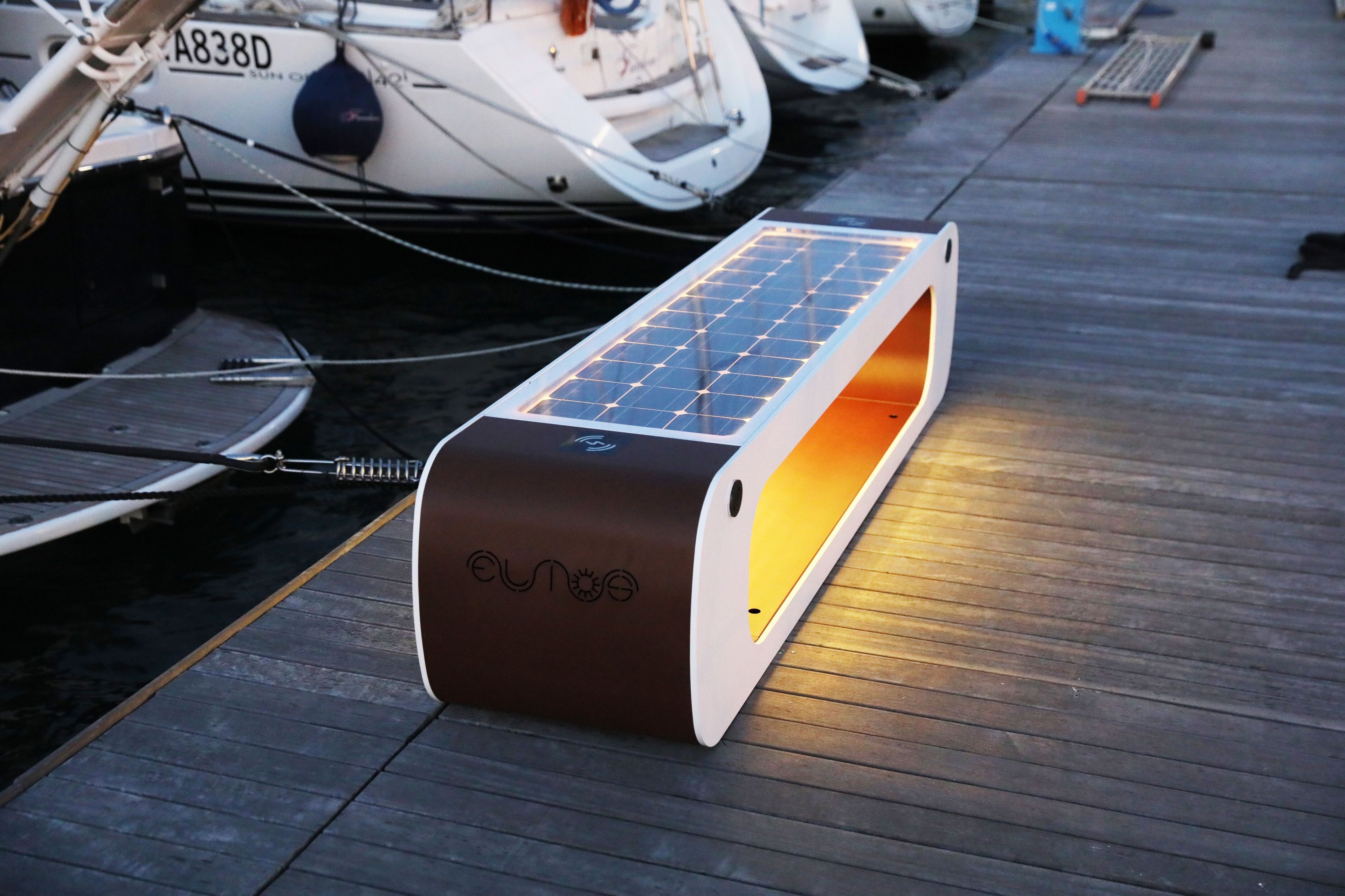 Стальная скамья без спинки с USB-разъемом со встроенным освещением CITYSì ELIOS ARCH-00072477 - Вид №18