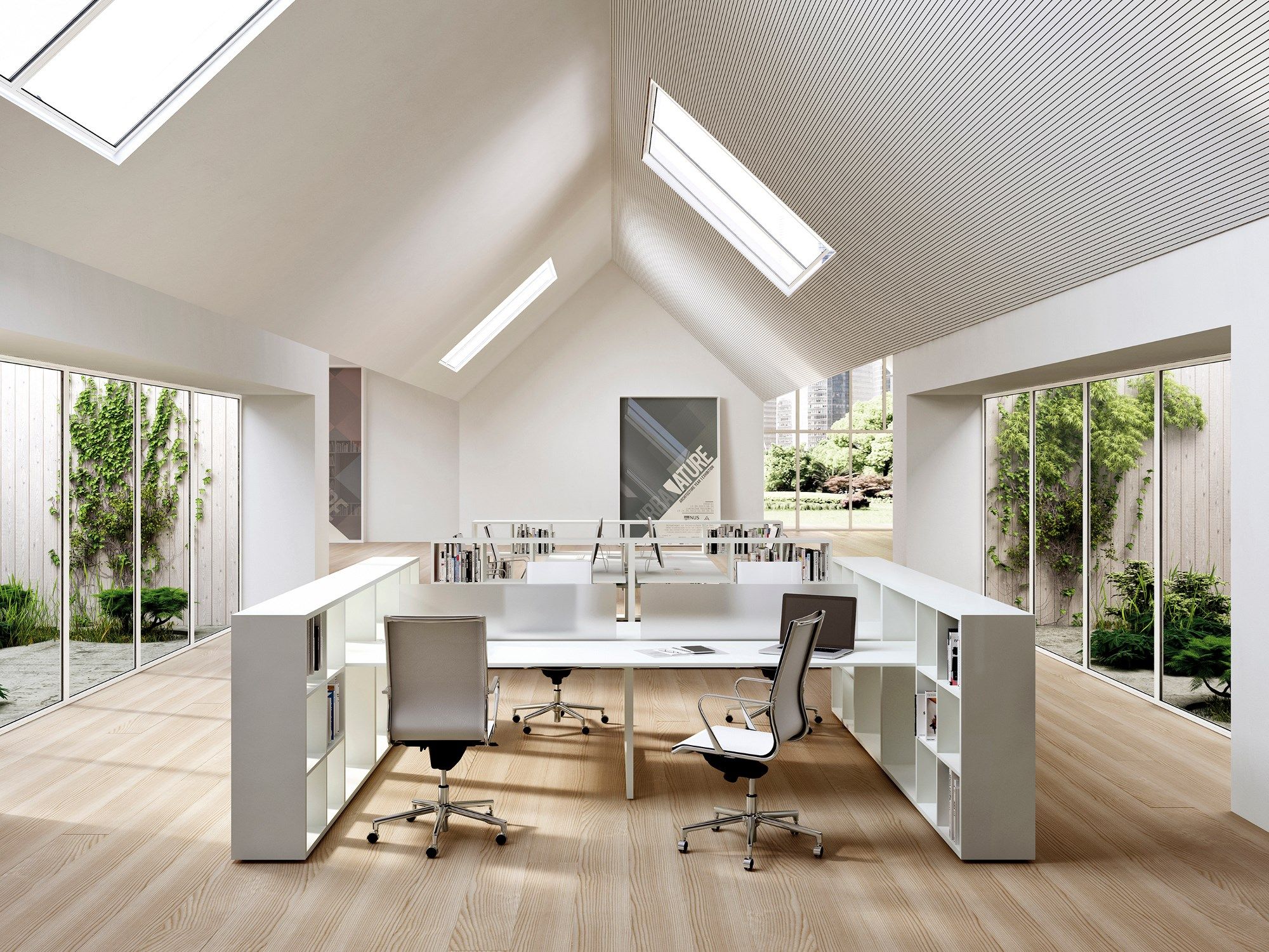 Прямоугольный стол со встроенной полкой FANTONI Framework 2.0 ARCH-00141519 - Вид №1