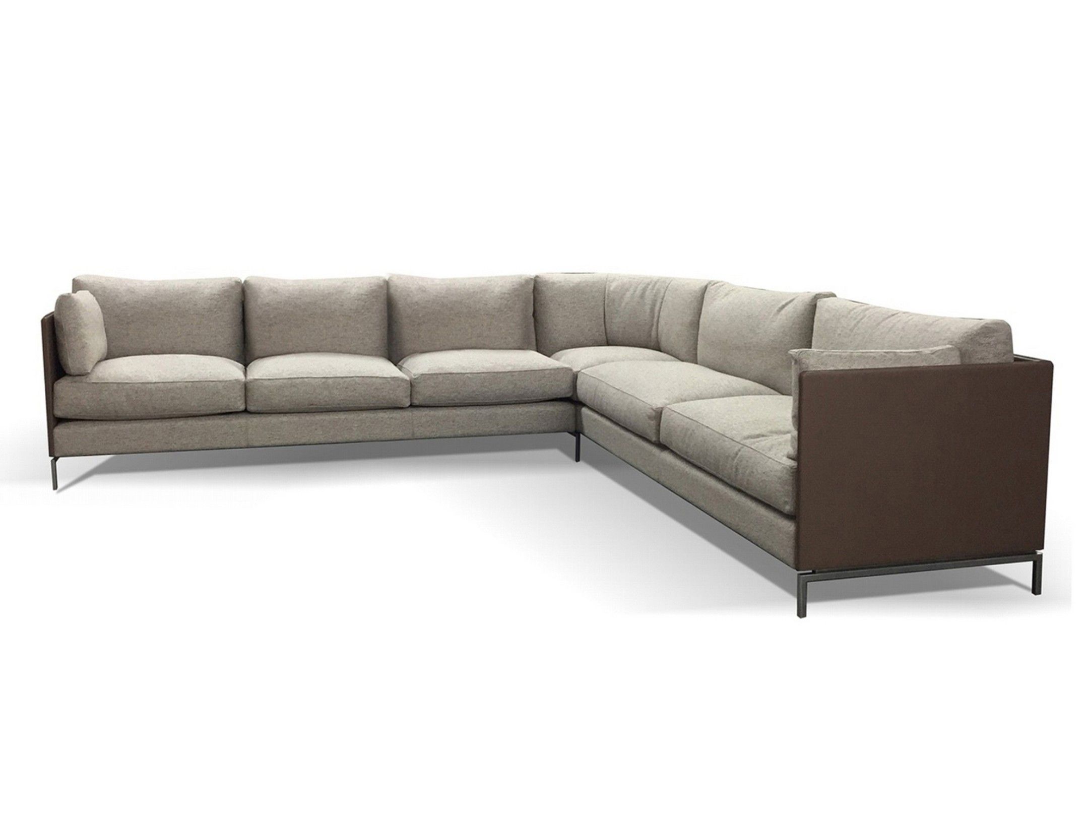 Секционный угловой диван из ткани и кожи Duvivier Canapés Lodge ARCH-00121315 - Вид №1